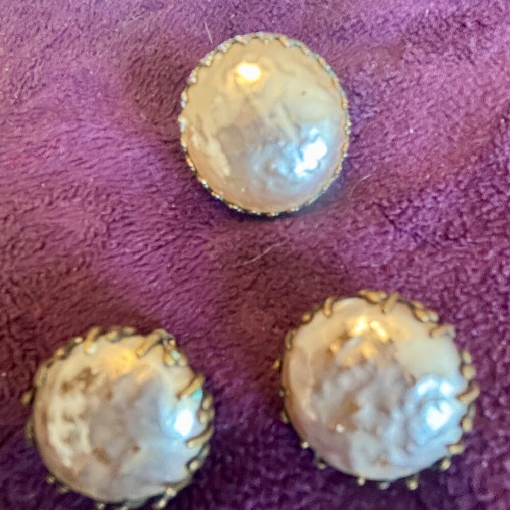Pair of Miriam Haskell Baroque Pearl Earrings and Bonus Large Single Earring